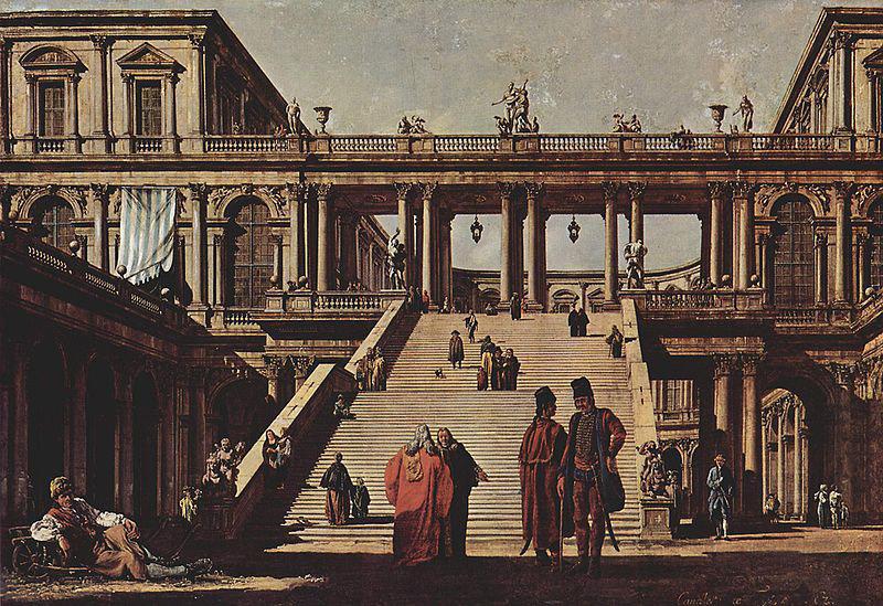 Bernardo Bellotto Capriccio, Palasttreppe oil painting picture